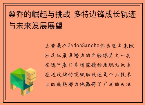 桑乔的崛起与挑战 多特边锋成长轨迹与未来发展展望